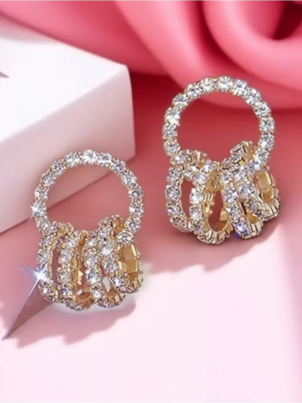 Crystal Earrings with Sparkling Rings